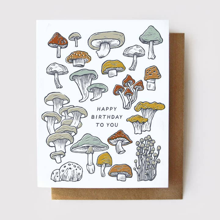 Happy Birthday - Mushrooms + Fungi Birthday Card for wholesale by Root & Branch Paper Co.