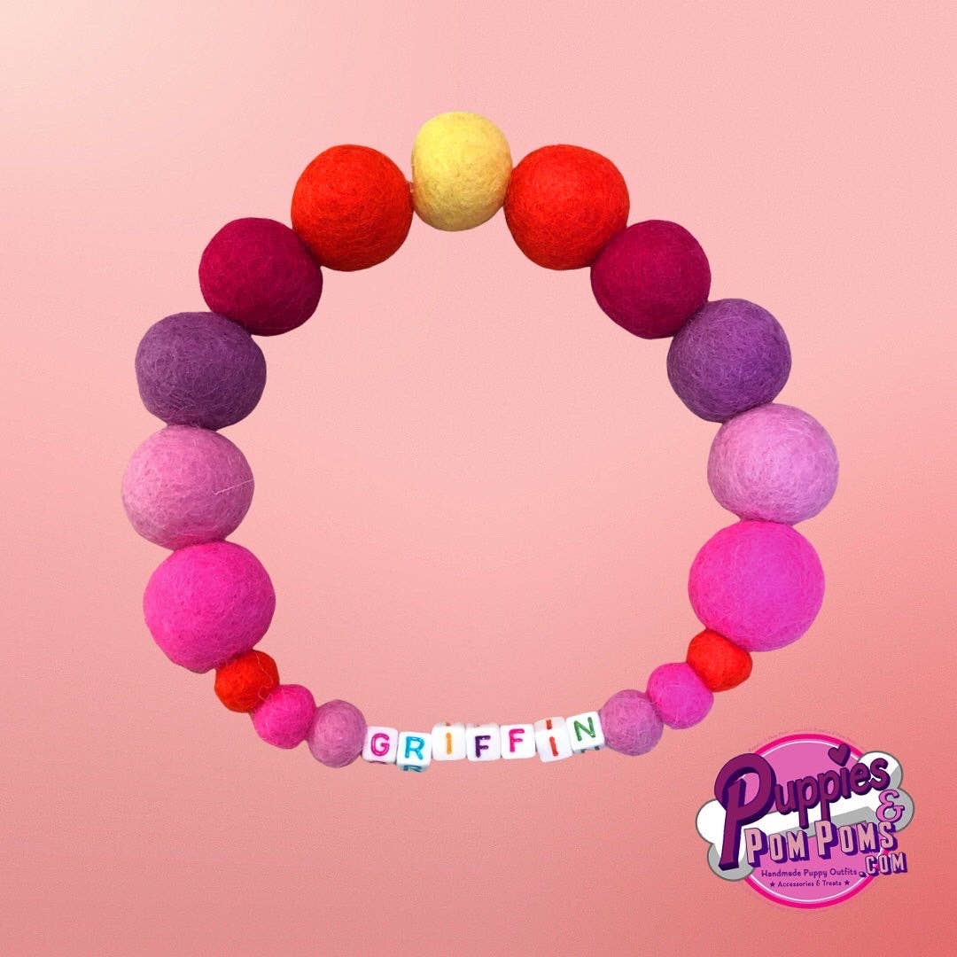 Puppies & Pom Poms - Wholesale Pet Collar - Dog - Pink - Personalised Pom Pom Dog Collar46