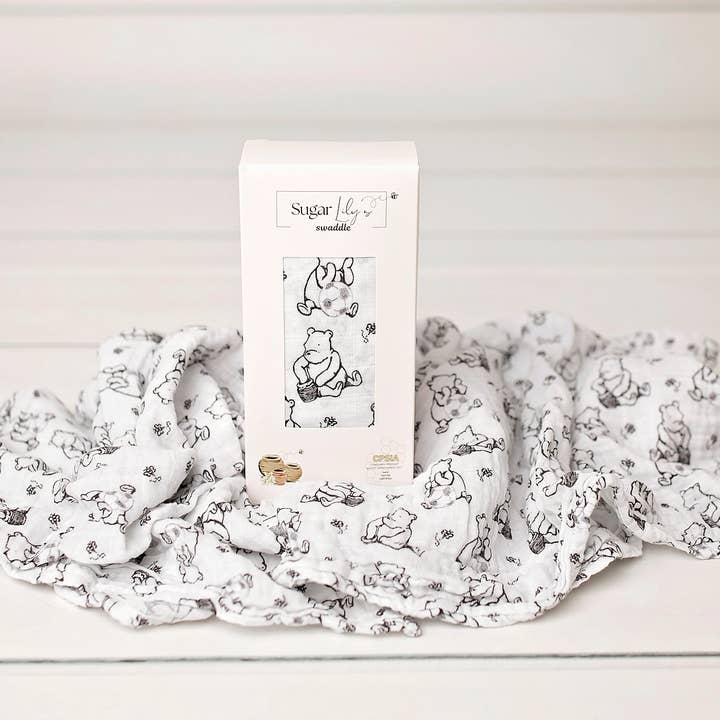 Sugar Lily's - Wholesale Swaddle - Baby - Sugar Lily's- Winnie the Pooh Sweet Dreams- Muslin Swaddle1