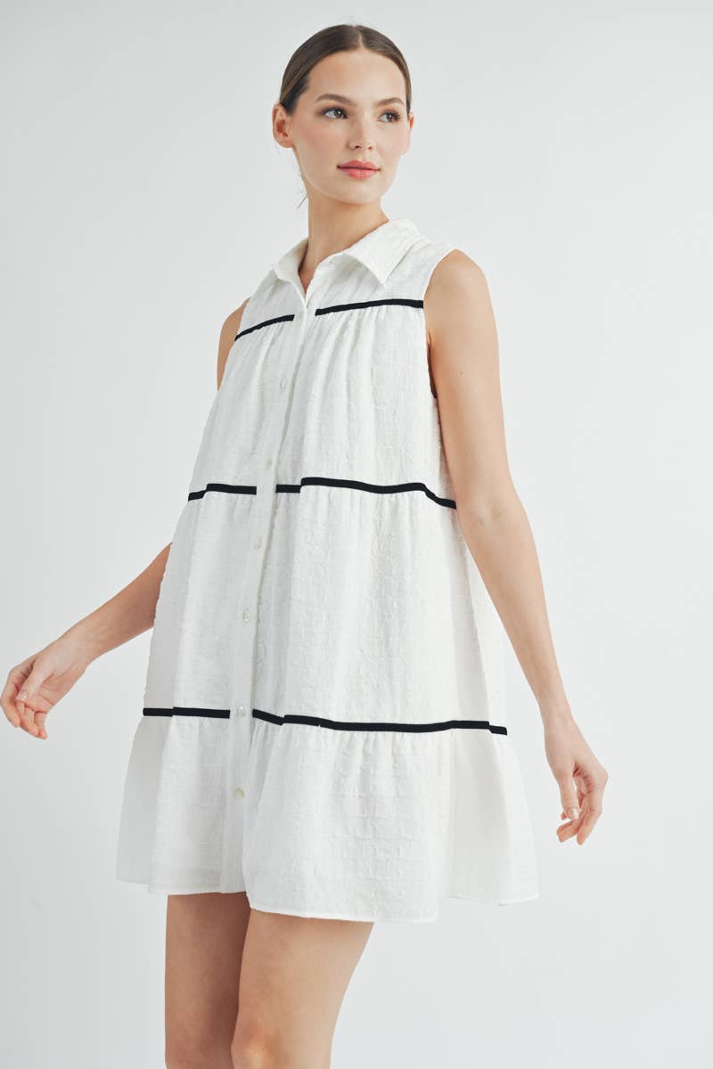 AIBLEE - Venta al por mayor Vestido - Mujer - Vestido mini de vuelo abotonado - Sin mangas0