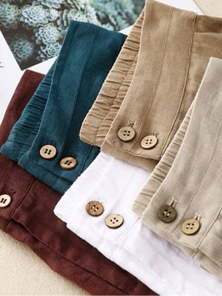 Whisper Mint - Wholesale Pants - Women's - Linen wide-leg pants casual pants slim versatile linen pants