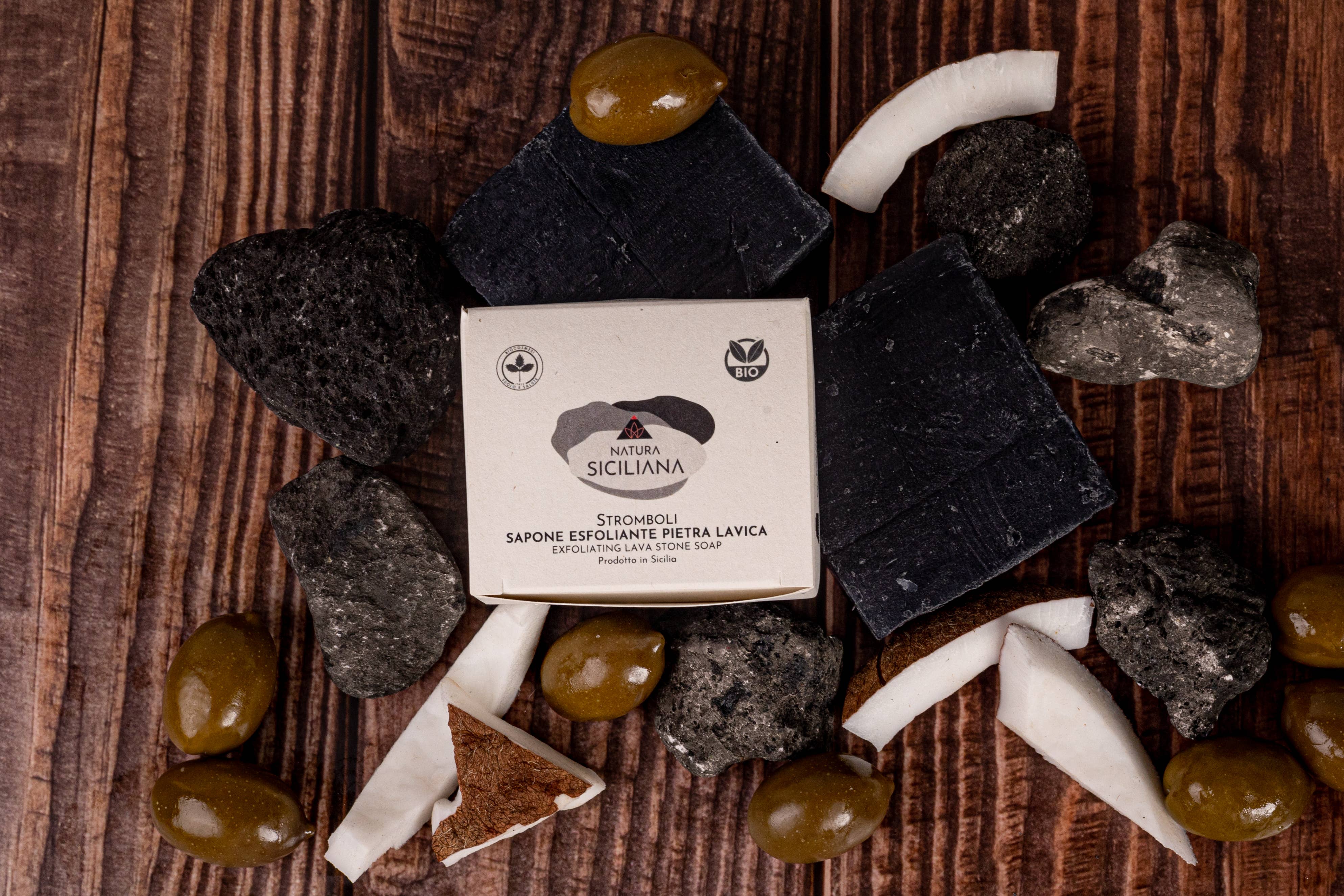 Natura Siciliana - Wholesale Bar Soap - Organic Exfoliating Solid Body Wash Soap with Lava Stone2