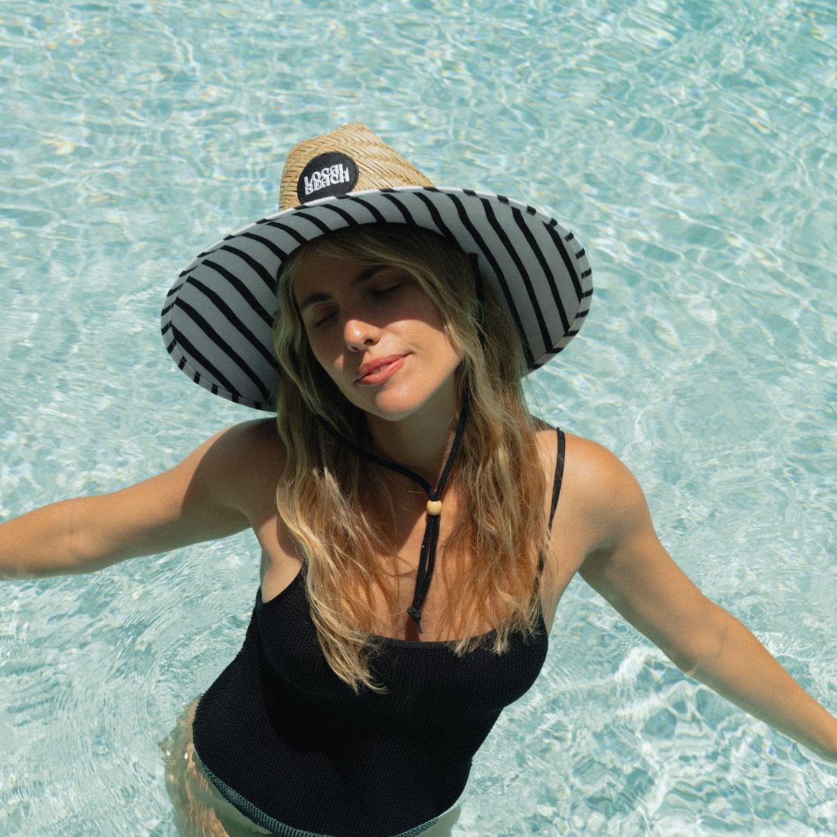 Local Beach - Wholesale Straw Hat - Unisex - Striped Adult Lifeguard Hat2