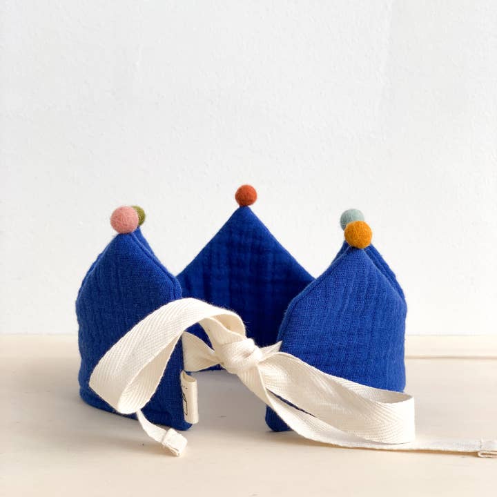 Monocrom - Wholesale Party hat/crown - Dark blue birthday crown with pom-poms4