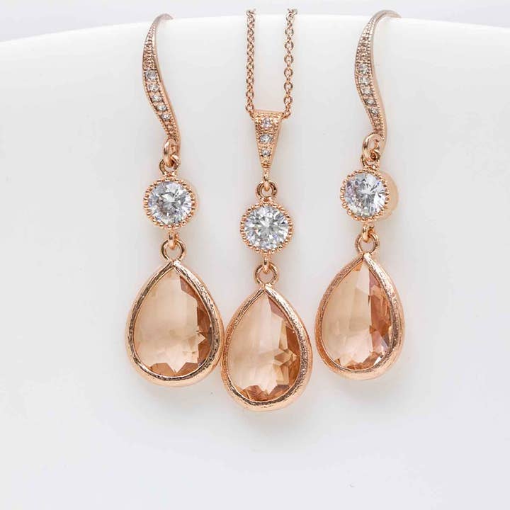 Catalea - Venta al por mayor Pendientes colgantes - Pendientes Bari oro rosa melocotón5