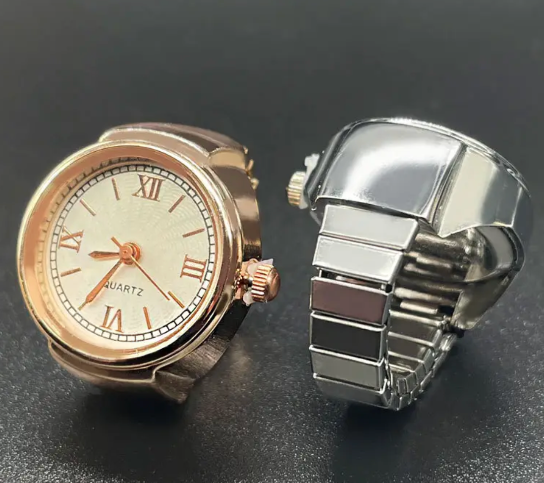 HoopLa - Wholesale Cocktail/Statement Ring - Watch Ring- Stainless Steel- Quartz Stretch Ring- Gift Box8
