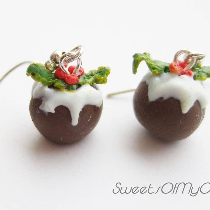 Christmas Pudding Earrings - Dangle Earrings for wholesale by Sweetsofmyown