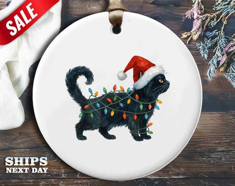 VenusArtsShop – Ornamento por atacado – Ornamento de Natal de Gato Fofo, Decoração de Natal para Mãe de Gato, Engraçado
