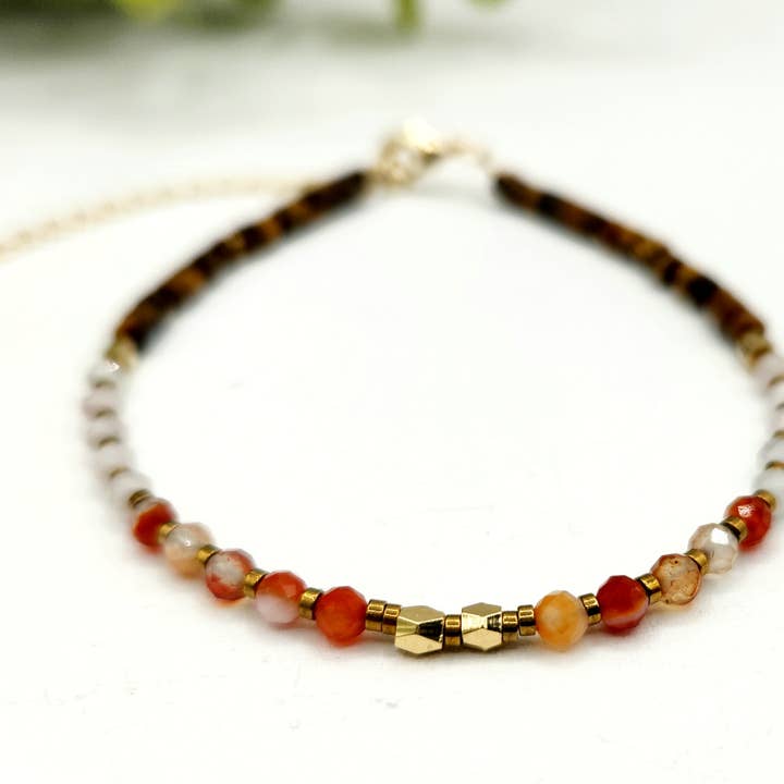 Meraki Gemstones - Vendita all'ingrosso Bracciale con perline - BRACCIALE DI SUPPORTO ALLA DEPRESSIONE-Cornalina/Quarzo Rosa/Occhio di Tigre4