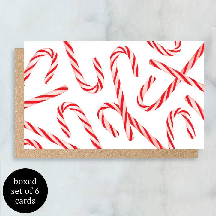 Candy Canes Mini Cards- Boxed Set of 6| Christmas Card for wholesale by Abigail Jayne Design