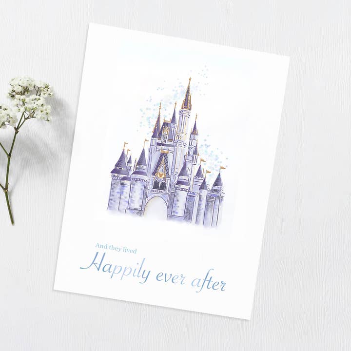 Disney Castle Print-Wedding Gift-Happy Anniversary for wholesale by Svhillustration