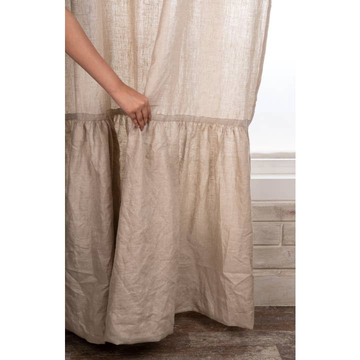D'Moksha - Venta al por mayor Cortinas - Cortina de Lino Natural con Volante | 1 Panel