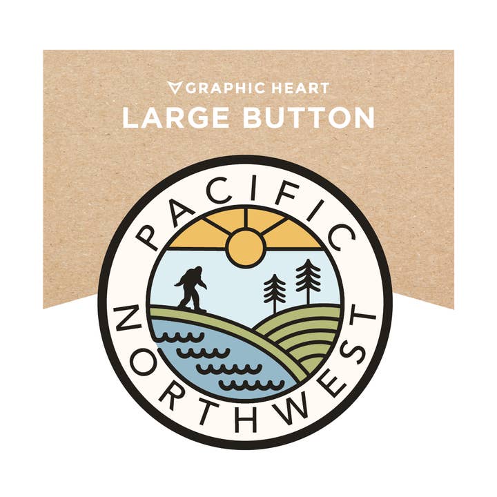 Bigfoot Scene Pacific Northwest - Large Button for wholesale by Graphic Heart
