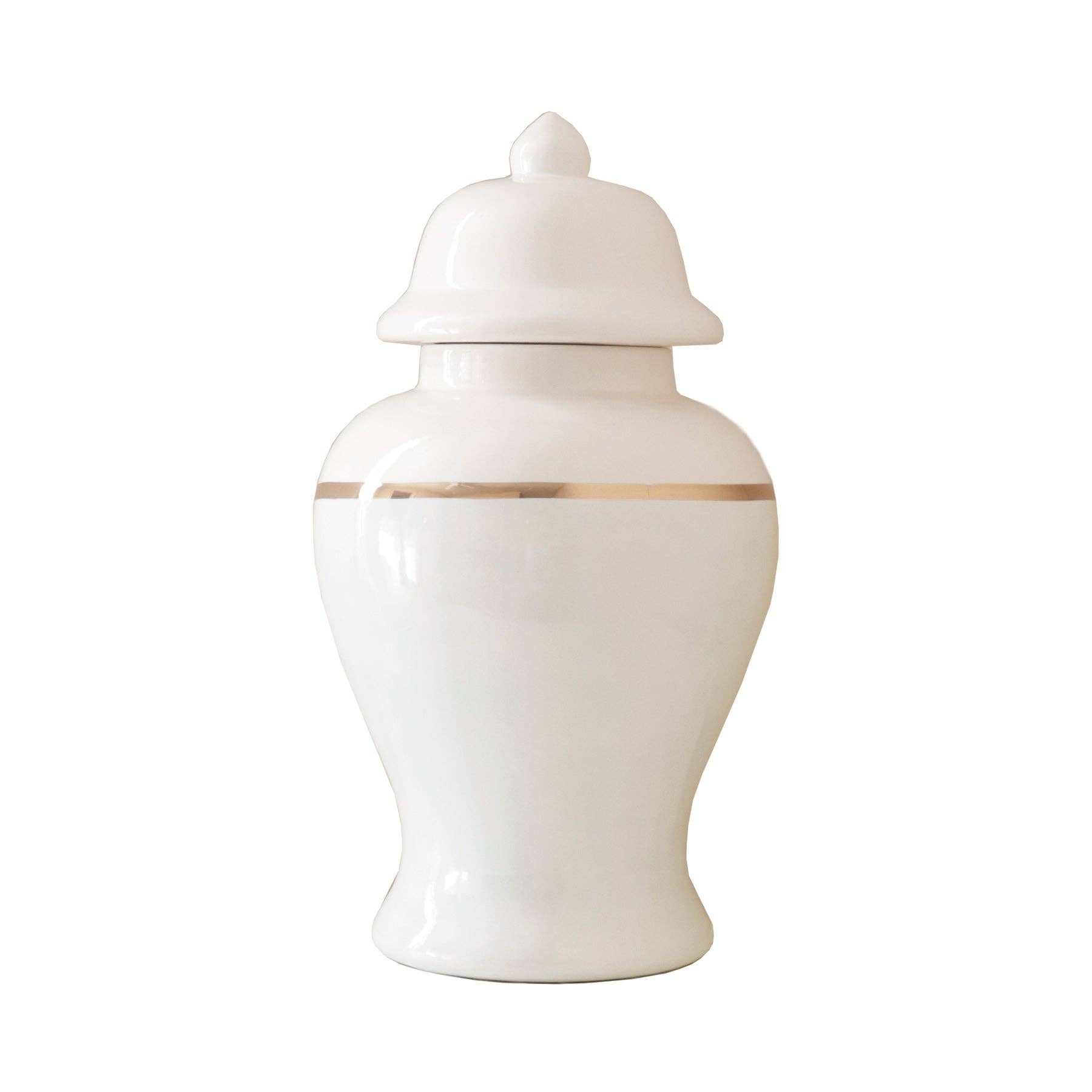 Lo Home | Ruby Clay - Wholesale Decorative Jar - White Color Block Ginger Jar with Gold Accent3