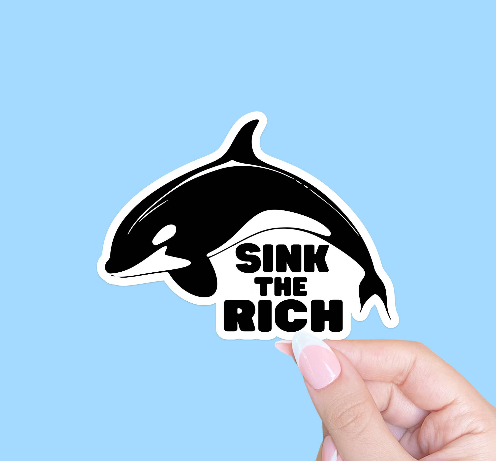 Radical Buttons - Wholesale Sticker - Sink the rich, Orca boats sticker, Orca yachts, Eat the rich
