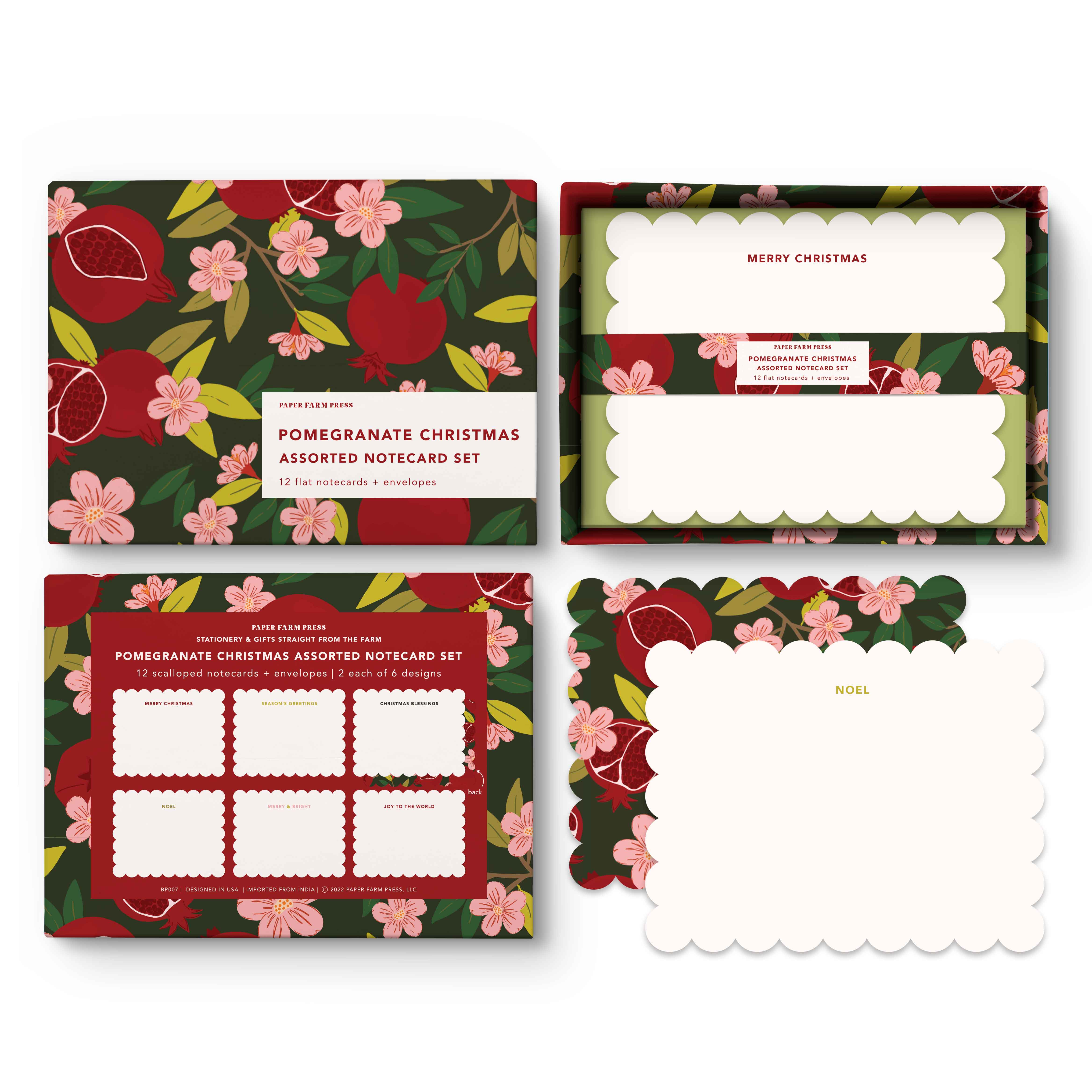 Paper Farm Press - Wholesale Stationery/Notecard Set - Pomegranate Christmas Assorted Notecard Set4