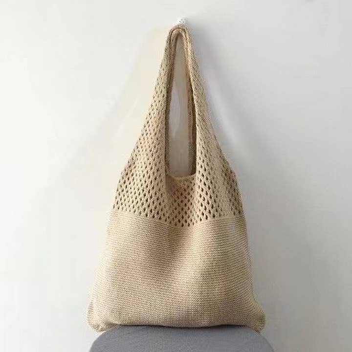 NINEXIS - Wholesale Tote Bag - Women's - CWAB1952_SOLID COLOR VINTAGE KNIT TOTE BAG