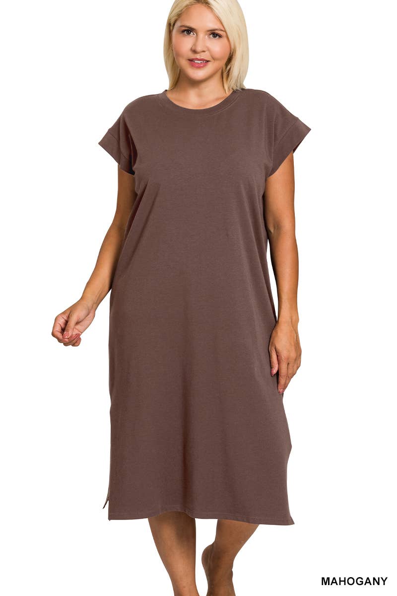 Vanilla Monkey - Wholesale Dress - Women's - Plus Round Neck Short Sleeve Midi Dress9