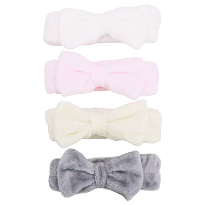 ASSORTED Leopard Polka Dot Solid Mix Fuzzy Spa Headband for wholesale on Faire2