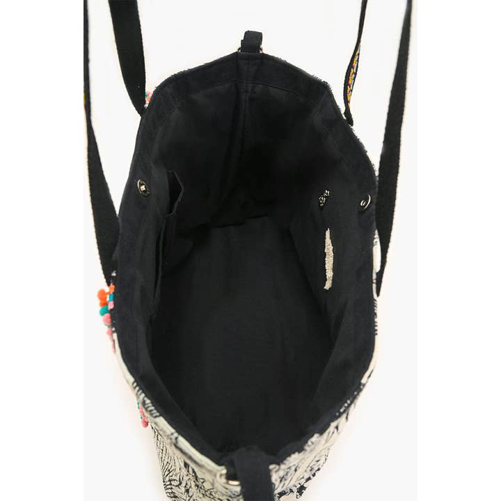 America & Beyond - Wholesale Tote Bag - Women's - Tropical Leopard Embellished Tote