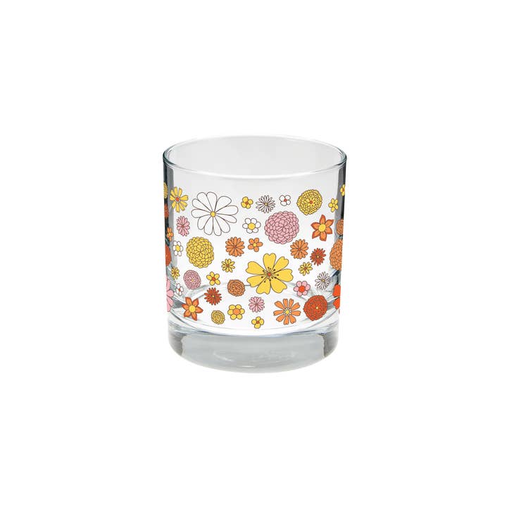 Talking Out of Turn - Wholesale Cocktail/Liquor Glass - Flower Power Individual Rocks Glasses