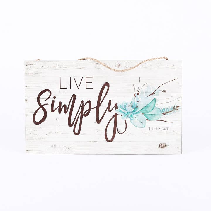 Hanging Wooden Wall Sign - Live Simply for wholesale by Swanson Christian Products