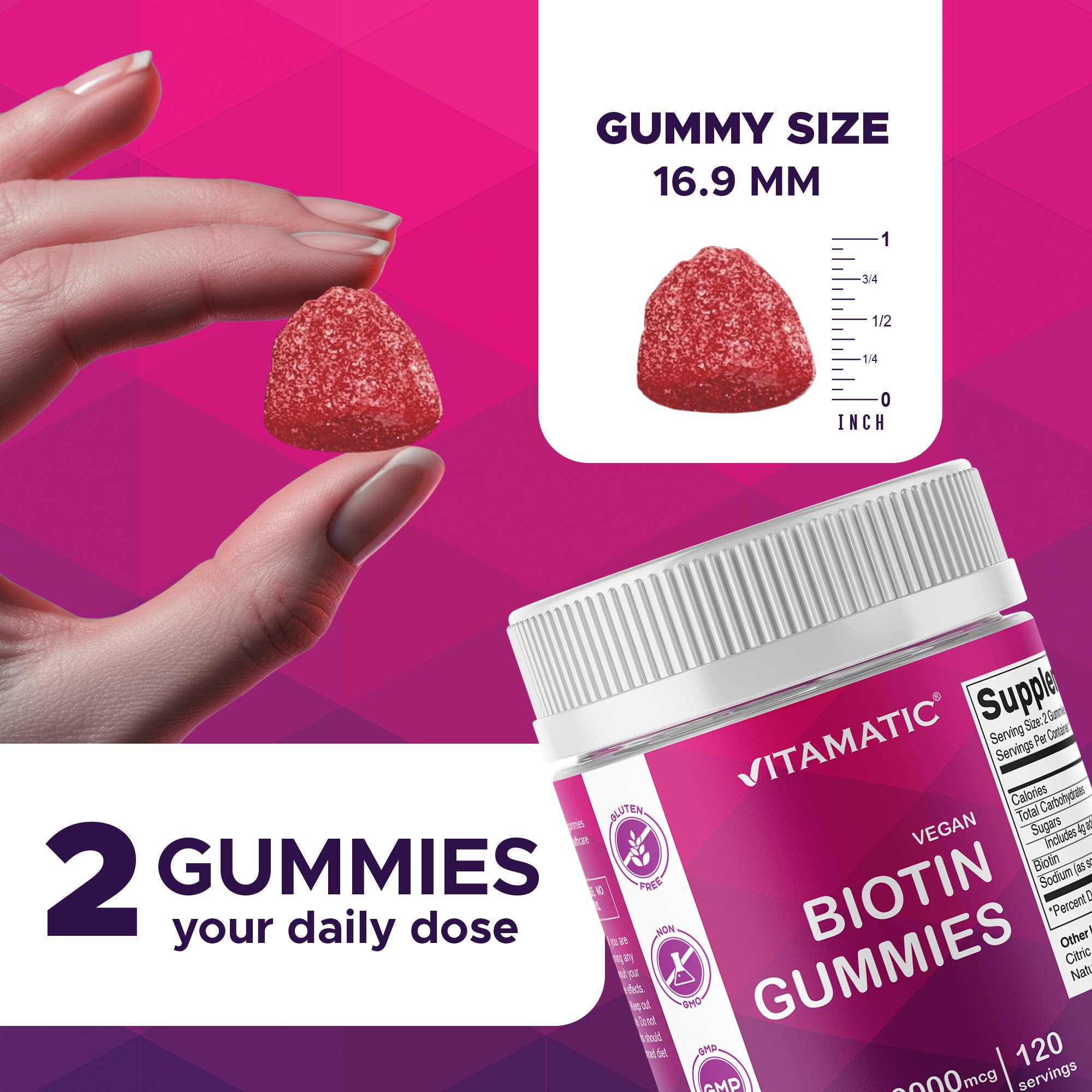 Vitamatic - Wholesale Oral Supplement/Vitamin - Vitamatic Biotin Gummies 10,000 mcg- 240 Vegan Gummies 2