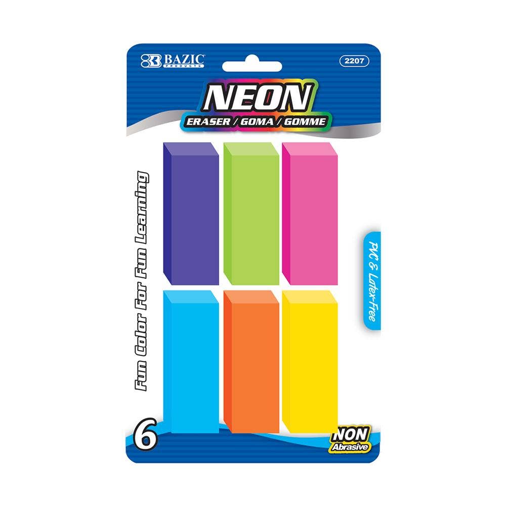 Luna Office Supply -  Everyday Essential - Wholesale Gum - Neon Bevel Eraser - Pak van 62