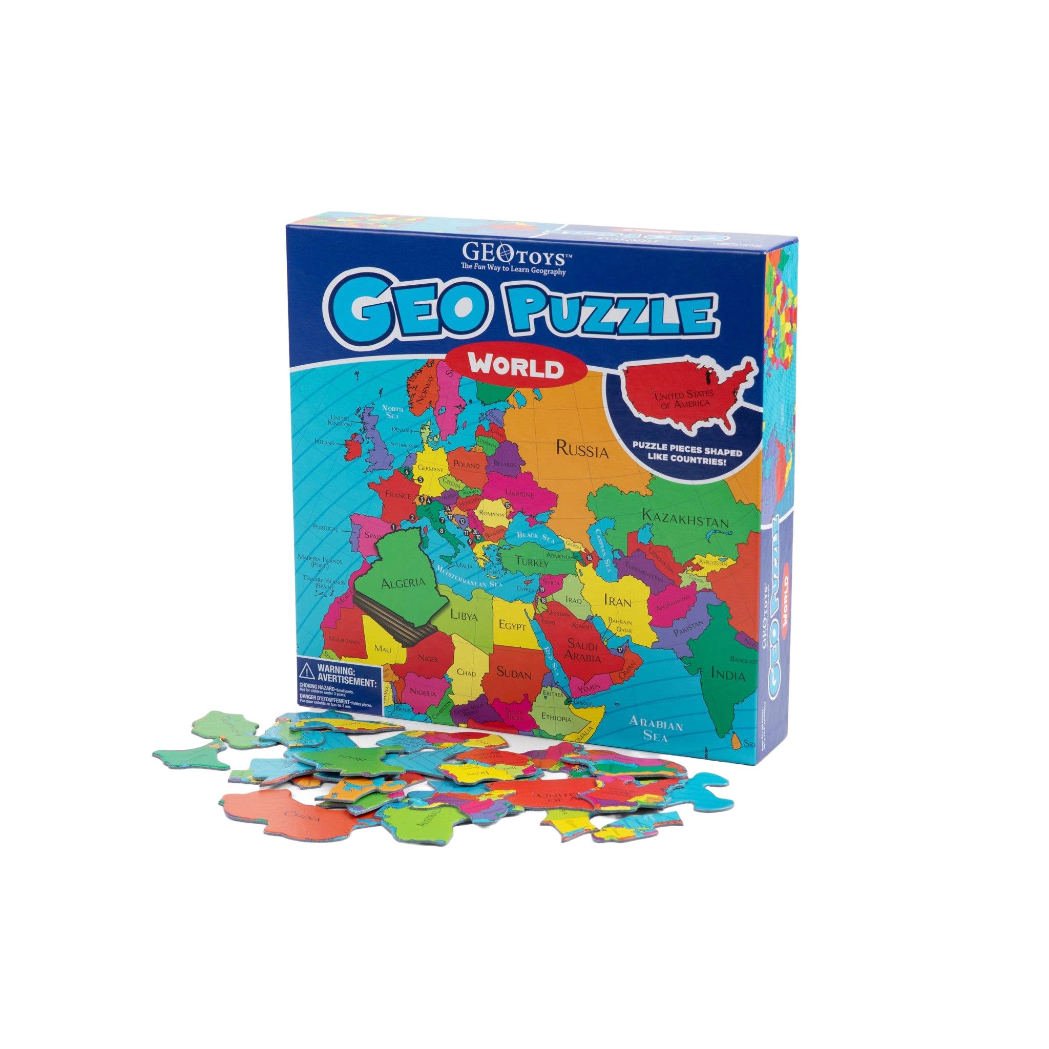 Geotoys - Wholesale Puzzle - Kids - Geotoys GeoPuzzle, 68 World Country Shaped Pieces