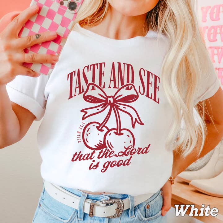 Cherries The Lord Is Good Christian T-Shirt | Comfort Colors for wholesale by Shoppe SHC
