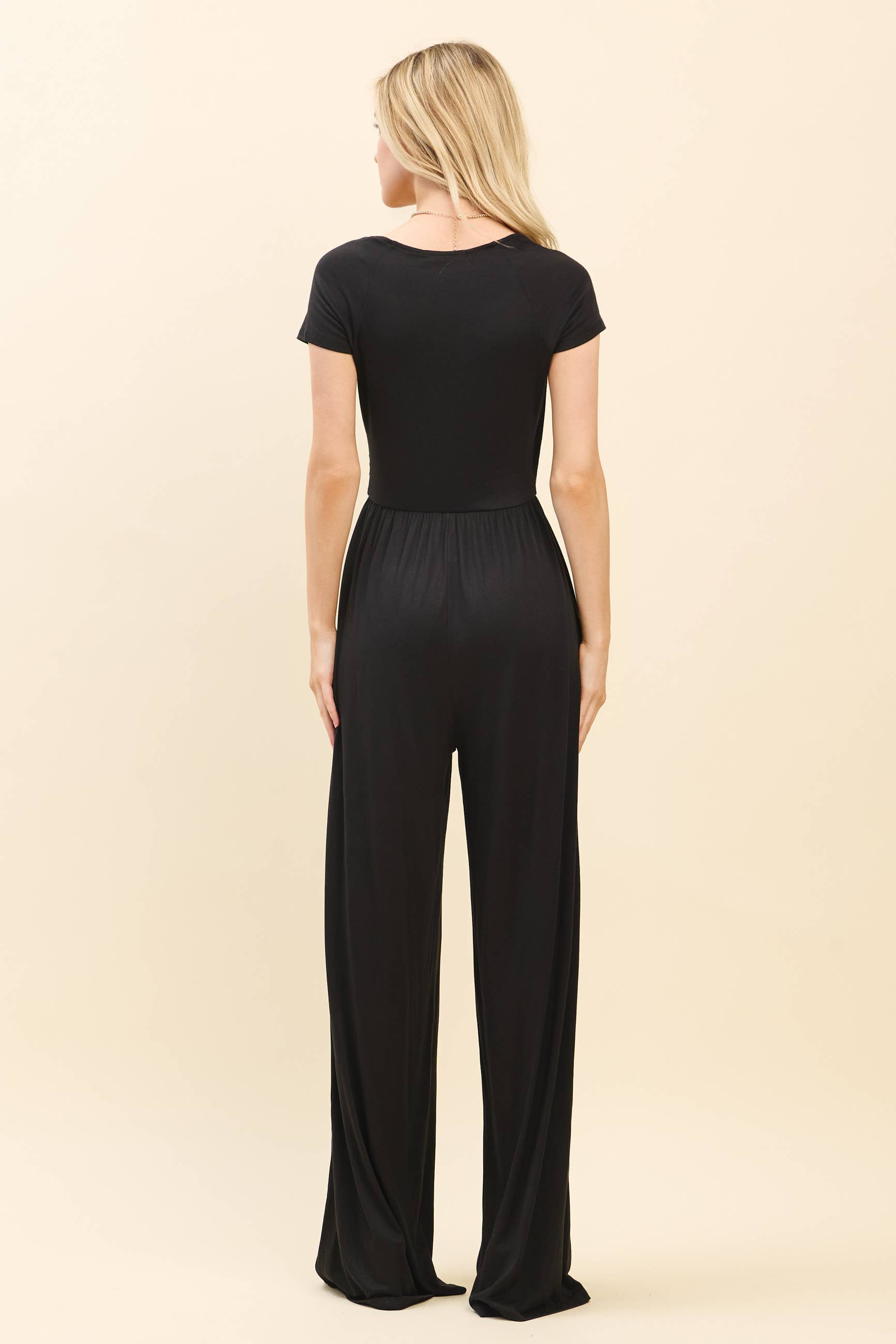 Heart & Hips - Wholesale Jumpsuit - Women's - JR56657 - RUCHED SURPLICE PALAZZO JUMPSUIT2