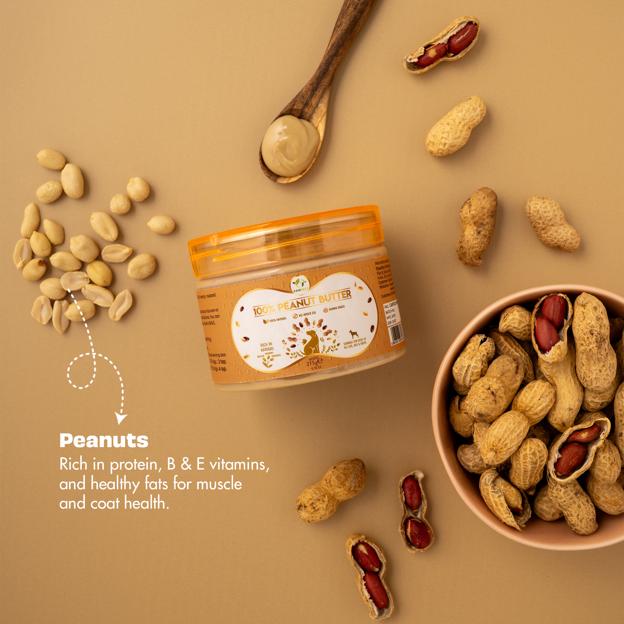 Pawfect Pet Foods Pvt Ltd - USA - Wholesale Pet Treats - Dog - Pawfect Peanut Butter for Dogs | 100% Natural Peanut Butter | No Added Sugar, Salt, Palm Oil | No Sweeteners, No Xylitol | Dog Friendly Texture | Healthy Lickable Dog Treat 2