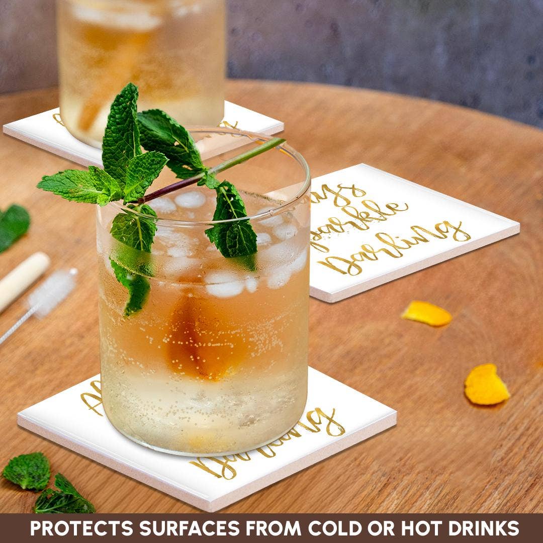 3dRose - Wholesale Coasters - 3dRose, Image of Gold Always Sparkle Darling Quote, Coaster2