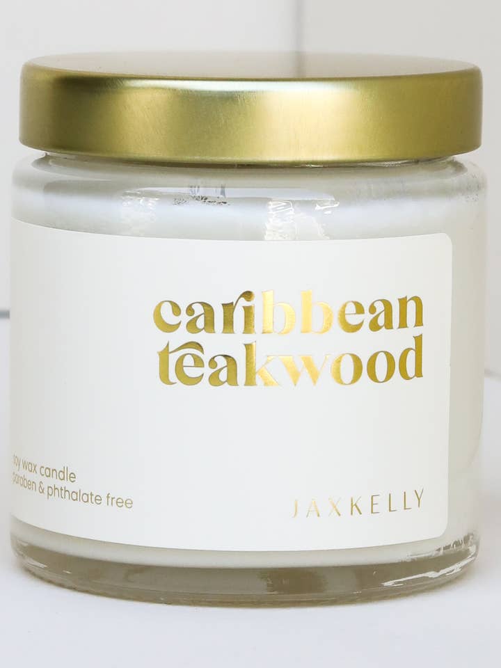 4oz - Caribbean Teakwood Candles - Clear for wholesale by JaxKelly Candles