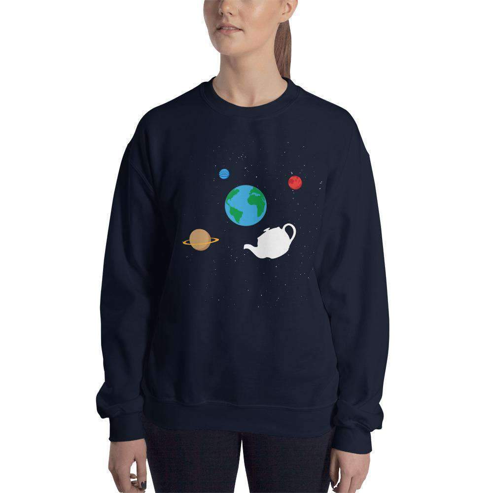 The Philosopher's Shirt – Großhandel Sweatshirt mit Grafikdruck – Unisex – Russells Teekanne schwebt im Weltraum - Sweatshirt2