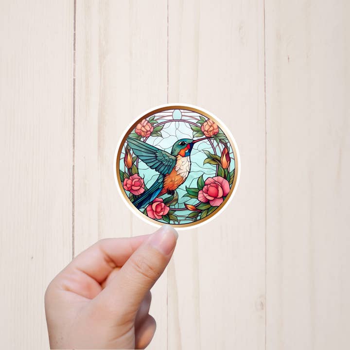 Sorry Not Sorry Co – Großhandel Aufkleber – Kolibri-Aufkleber, Buntglas-Vogelaufkleber, ästhetisch