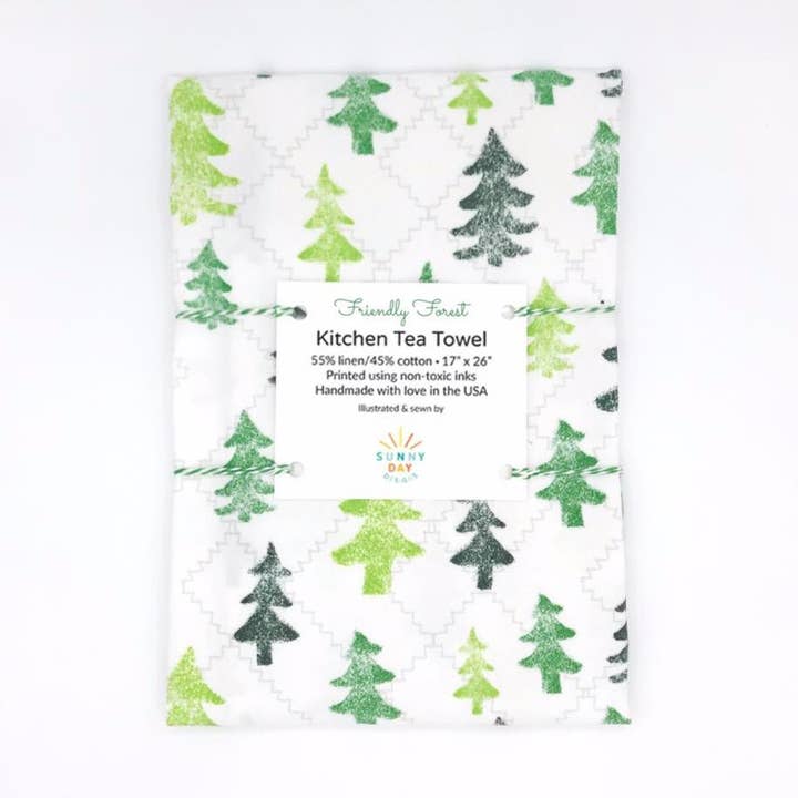 Friendly Forest Linen/Cotton Tea Towel for wholesale by Sunny Day Designs