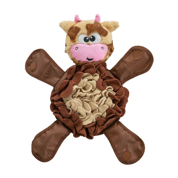Pet Palette Distribution - Wholesale Pet Plush Toy - Dog - Nina Ottosson Snuffle Palz Cow TNT Brown Large