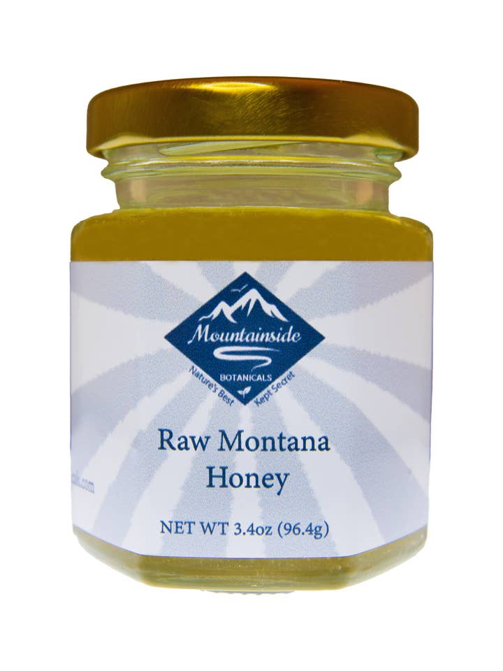 3.4 oz Raw Montana Honey for wholesale by Mountainside Botanicals