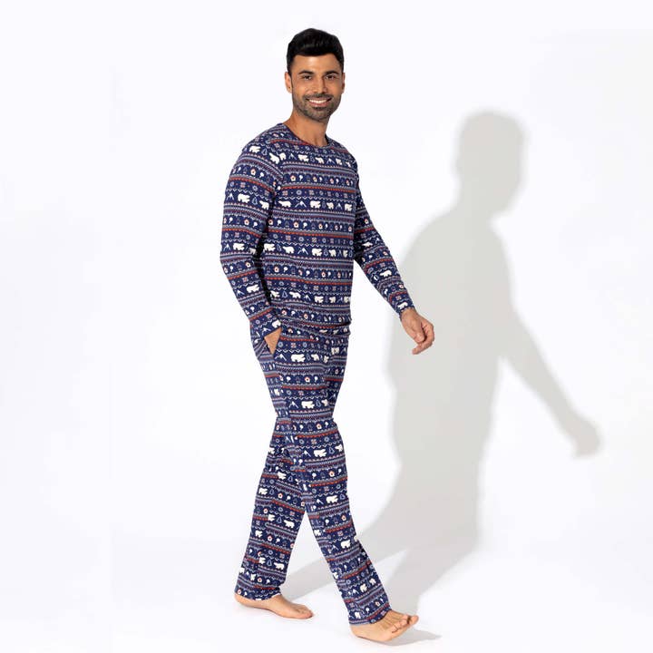 Ensemble de pyjama Polar Isle Blue pour homme pour la vente par Bellabu Bear
