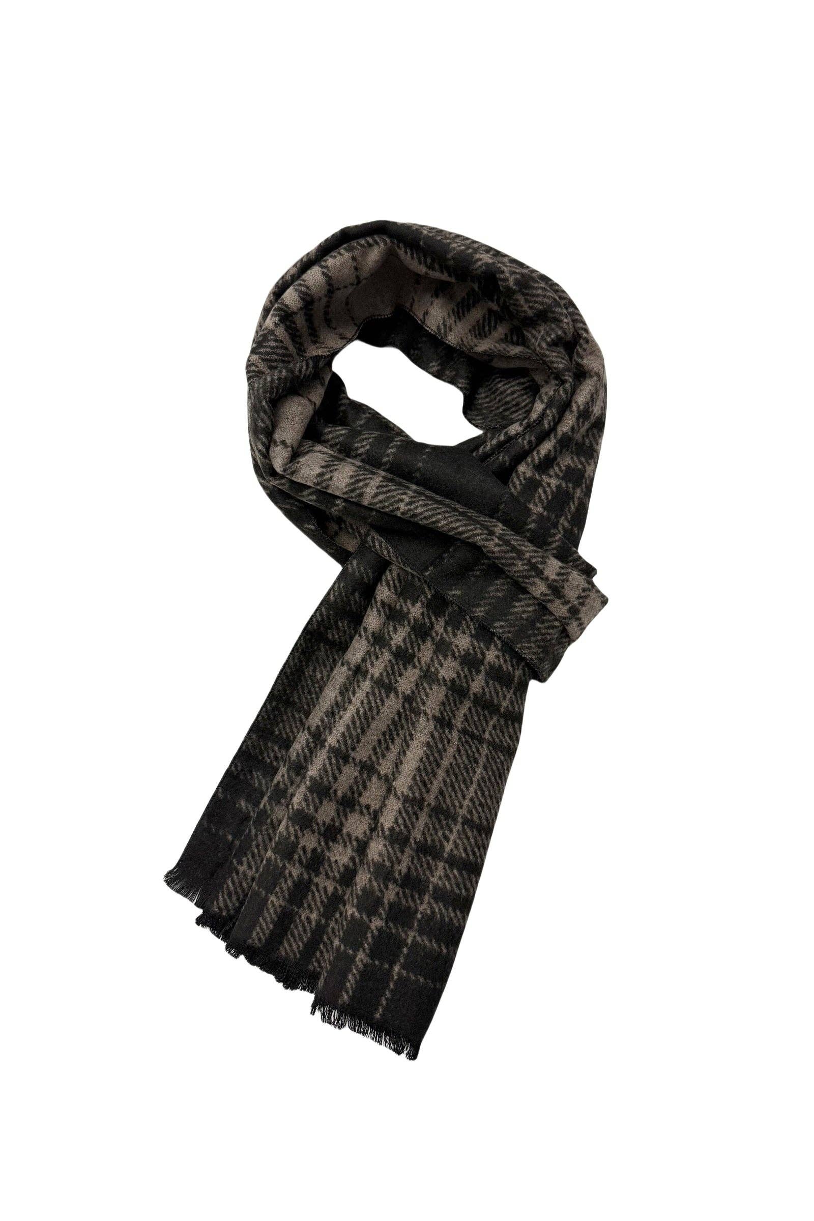 Fashion Scarf World - Wholesale Scarf - Unisex - Grid Check Print Reversible Mens/Unisex Frayed Scarf4