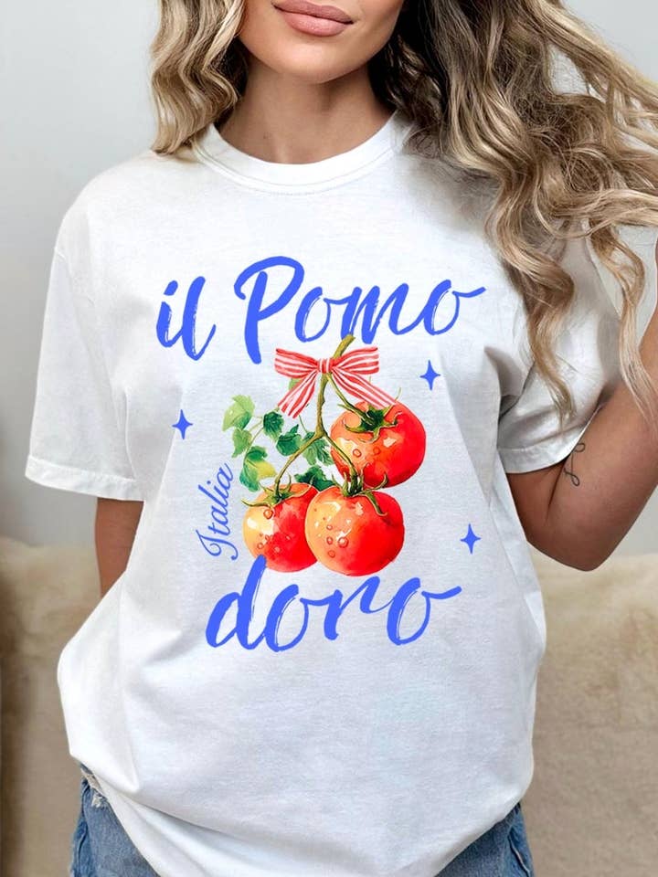 Il Pomodoro Tomato Graphic Plus Garment Dyed Tee for wholesale by Pink Irene Wholesale