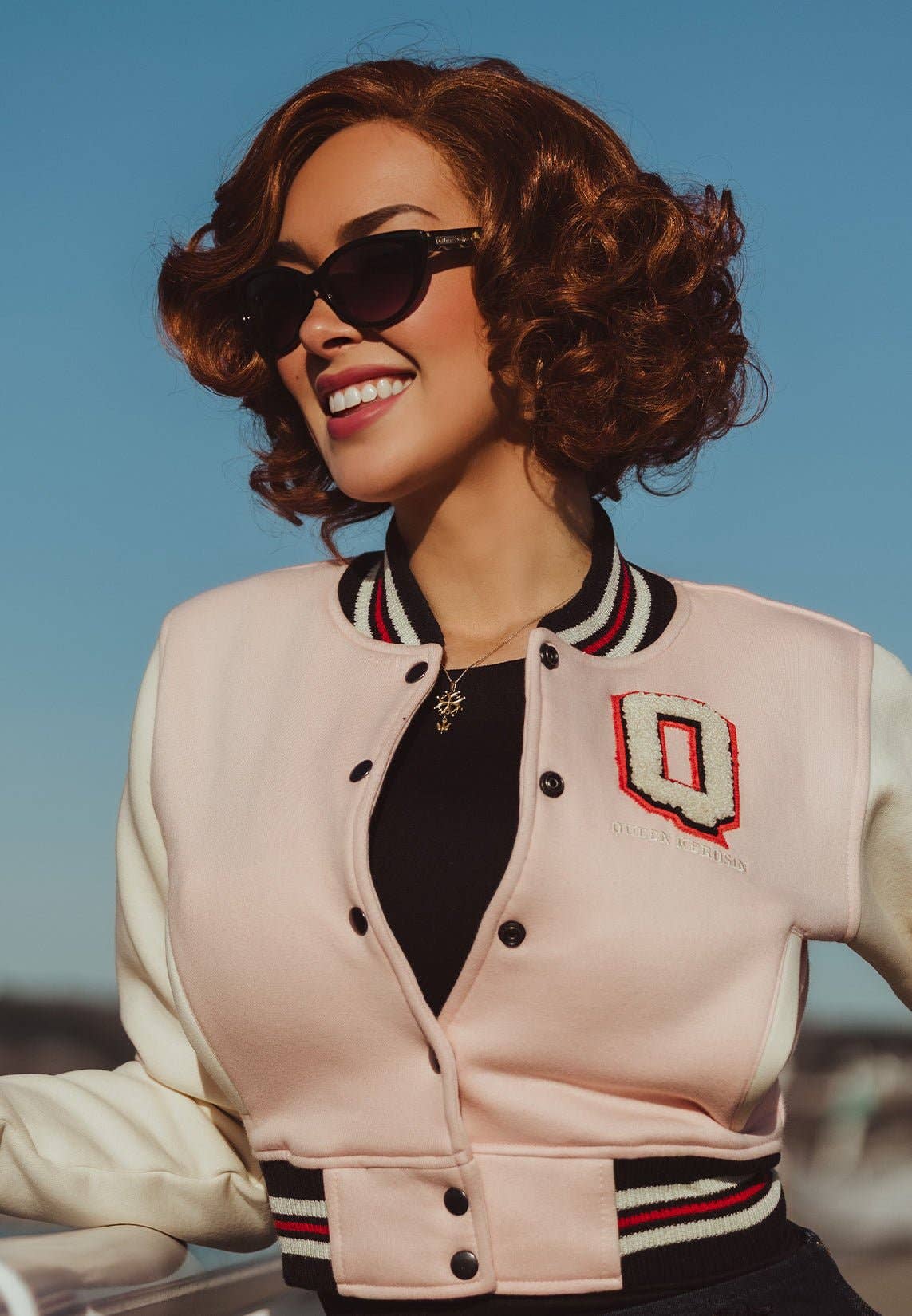 pink College Jacket "Purr Purr" for wholesale on Faire6