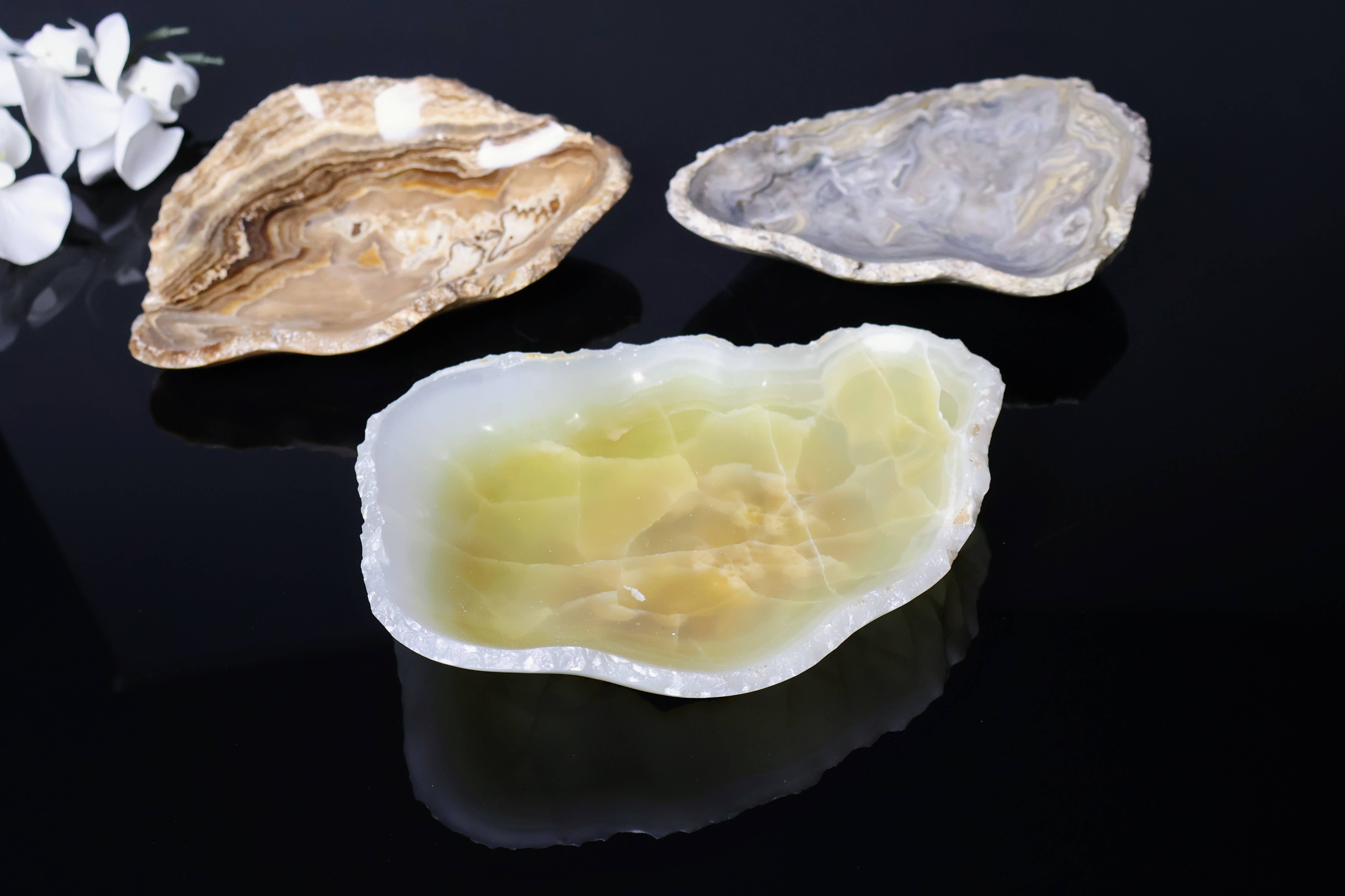 OnyxBowl - Wholesale Jewelry Dish - Onyx Tray 3 Pack Mix, Decorative Stone Jewelry Dishes2