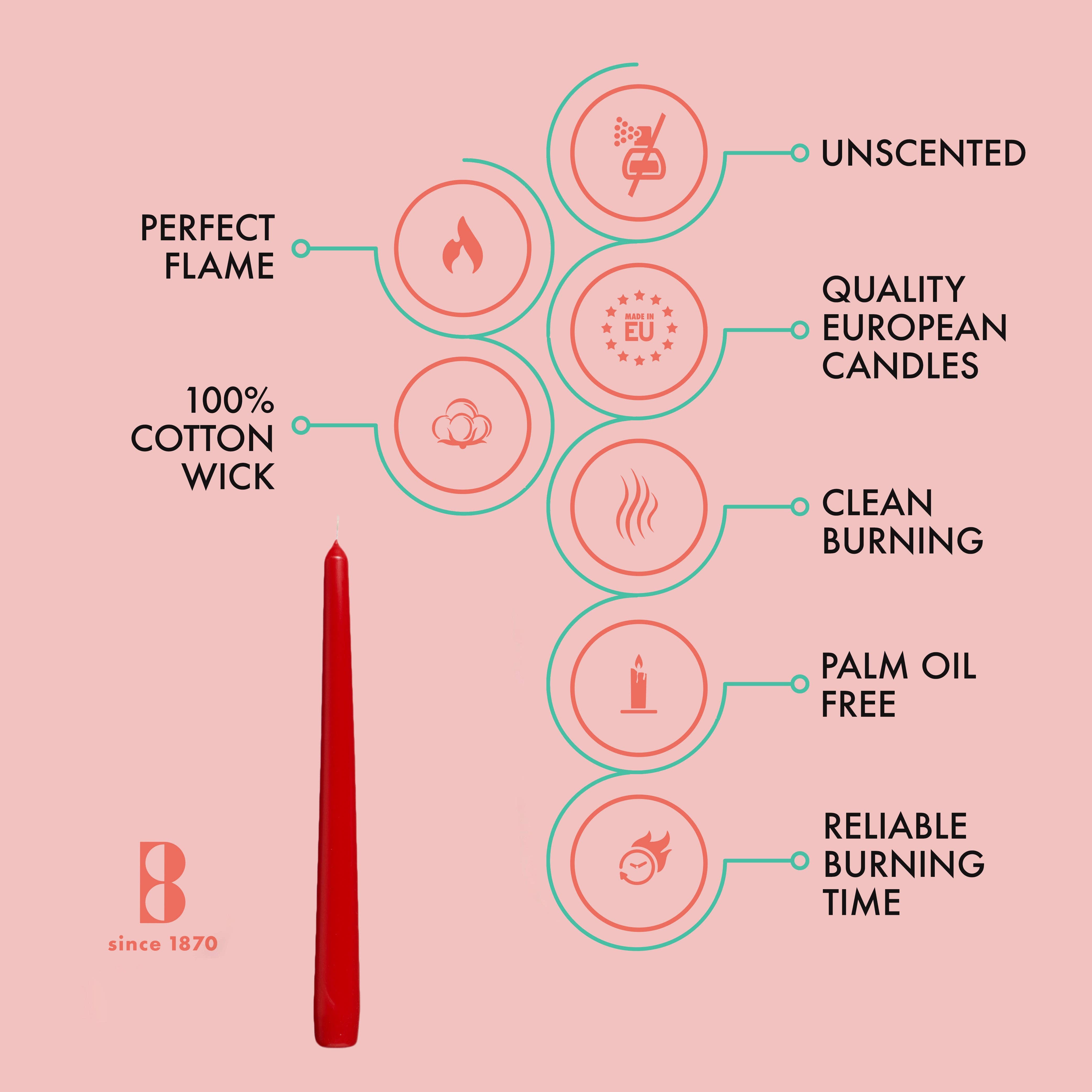 BOLSIUS - Wholesale Taps toelopende kaars/kandelaar - BOLSIUS hoge kegelkaarsen van 25 cm, set van 4 – decoratief, gekleurd, geurloos42