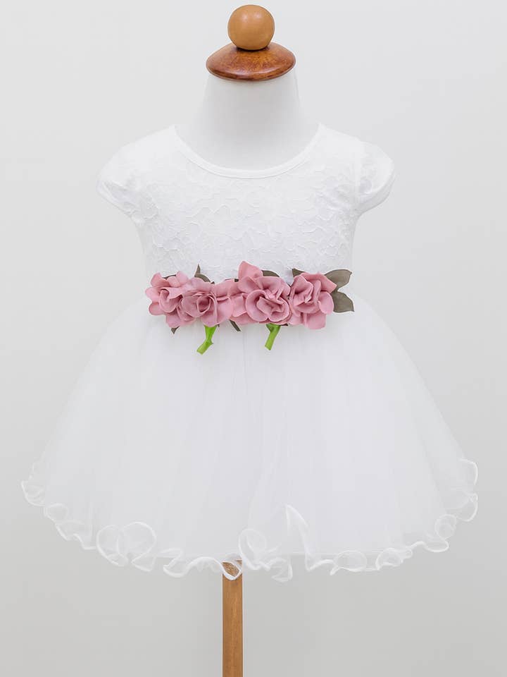 Fennco Styles - Wholesale Dress - Baby - White Lace Tulle Baby Flower Girl Dress