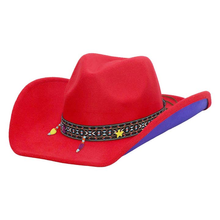 Cap Zone - Wholesale Cowboy Hat - Unisex - Navajo Baja Band Two Tone Felt Cowboy Hat14