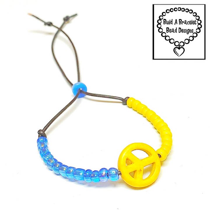 🇺🇦 Bracelet Bolo Solidarité et Paix en Ukraine ☮️ pour la vente par Build A Bracelet Bead Designs