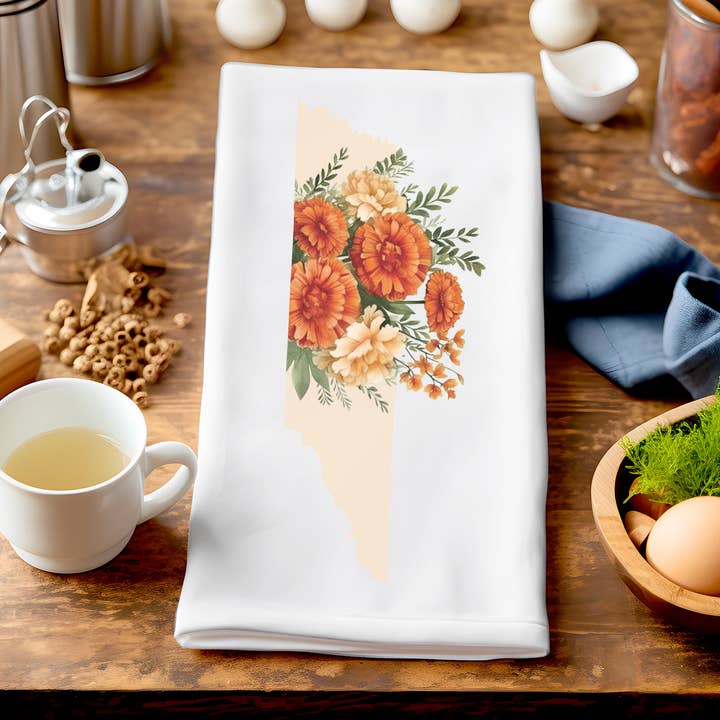 Torchon Tennessee Fall Mums | Collection Quatre Saisons pour la vente par Paperfinch Design