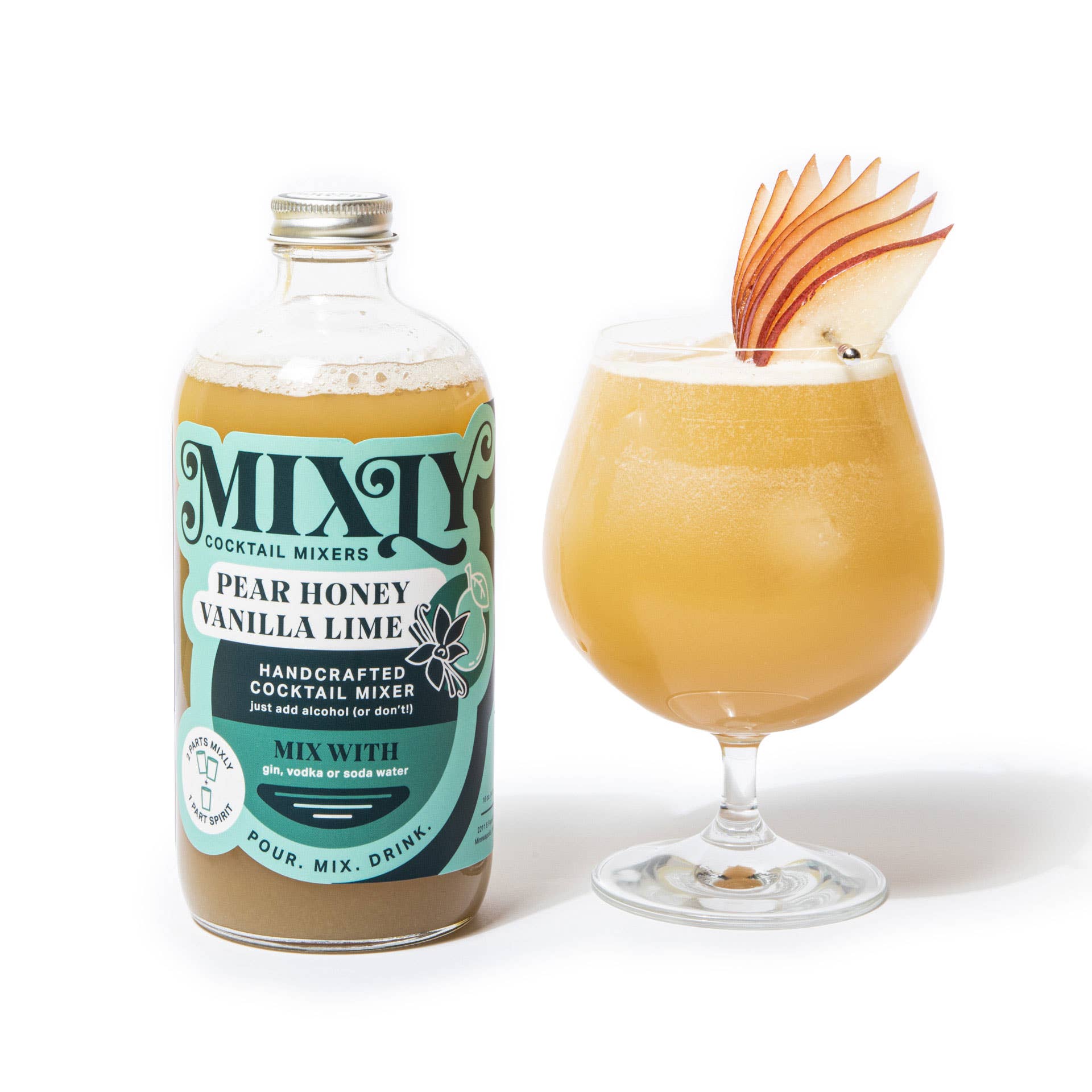 Mixly - Vente Mélange/sirop pour cocktails - Mélangeur de boisson cocktail / mocktail poire miel vanille 16oz6